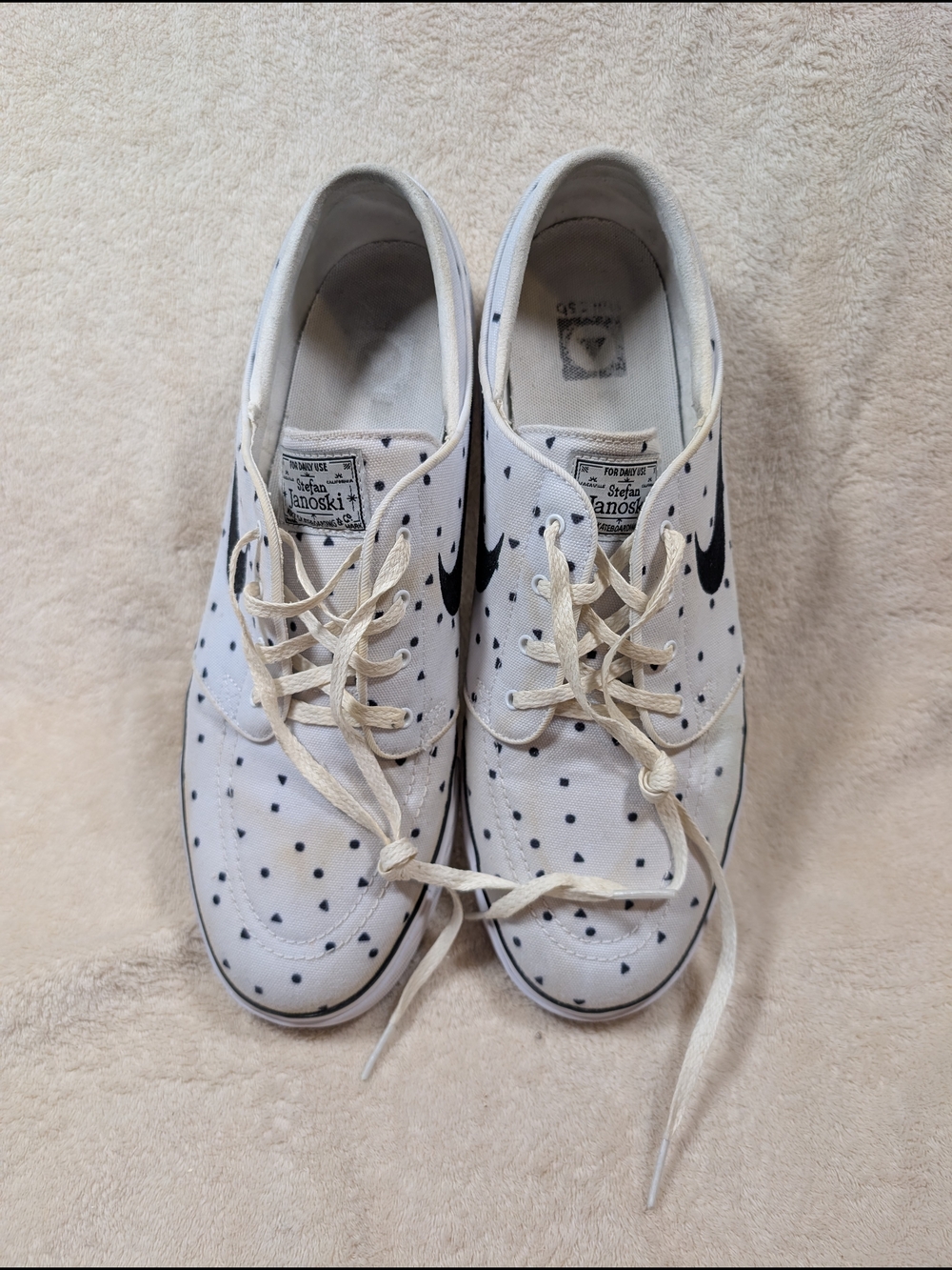 NIKE SB Stefan Janoski Canvas Polka Dot Sneakers White Black Men’s Size 11.5 - Picture 5 of 6